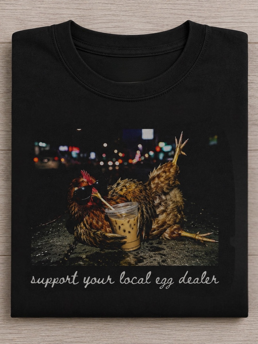 Gildan Men Black Funny Chicken Graphic T-Shirt